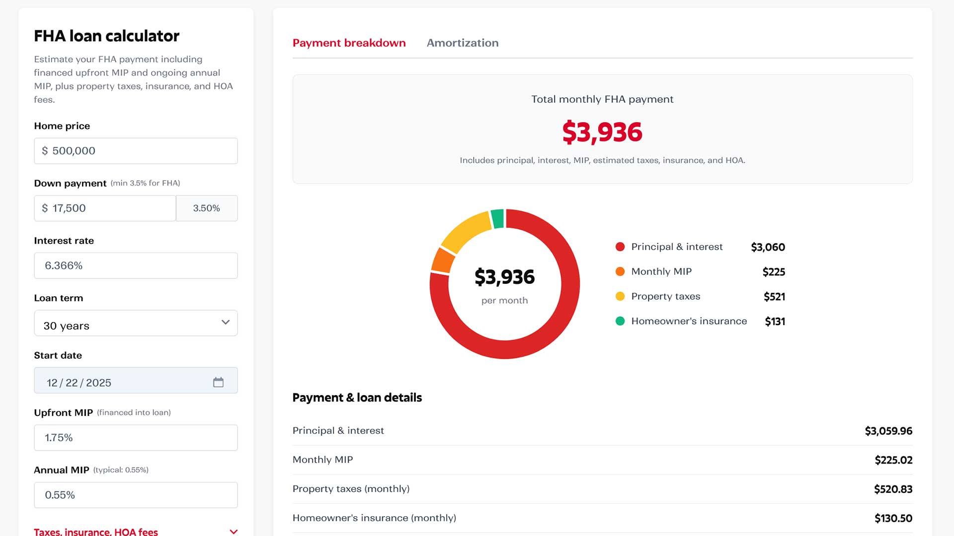 real estate fha loan calculator