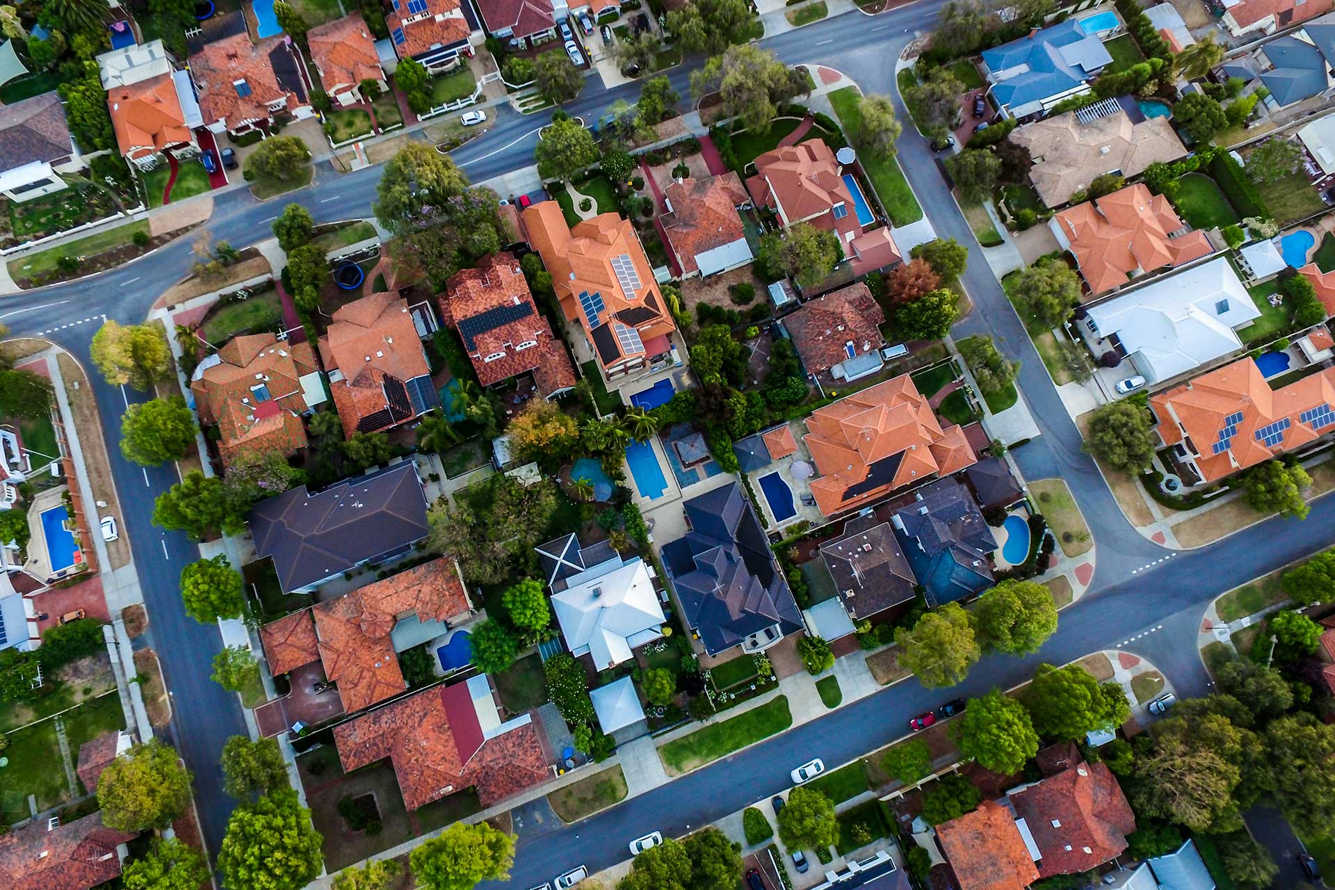 aerial shot of los angeles neighborhood